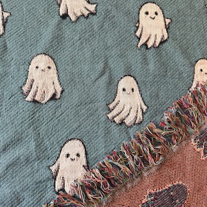 Geweven spookdeken: halloweendecor, spookachtige bohodeken afbeelding 1