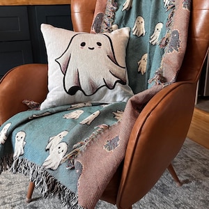 Geweven spookdeken: halloweendecor, spookachtige bohodeken afbeelding 6