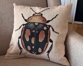 Woven Beetle Pillow | Bug Throw | Bohemian Decor | Eclectic Accessories | Housewarming