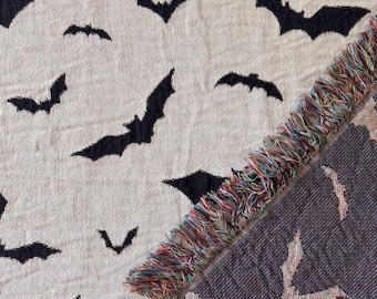 Geweven vleermuis deken: Halloween spookachtig gotisch decor