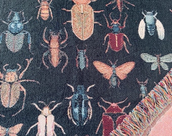 Woven Beetle Blanket | Woven Insect Throw Blanket | Bug Throw Blanket | Blanket Gift | Christmas Gift | Birthday Gift | Housewarming Gift