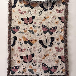Moth Woven Blanket | Butterfly Throw Blanket | Butterfly Tapestry | Bohemian Decor | Christmas Gift | Birthday Gift | Nursery Decor