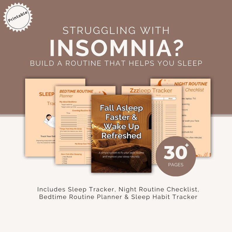 Insomnia Help Printable | Sleep Tracker | Bedtime Routine Planner ...