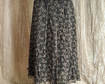90s Silk Floral Polka Dot Skirt: Vintage Y2K Midi