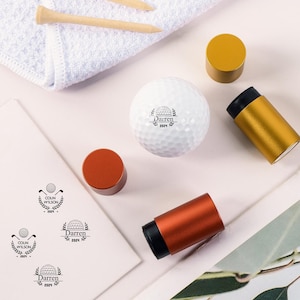 Caja de sellos de pelota de golf con monograma personalizado, sellos de golf con nombre personalizado, accesorios de sellos de pelota con tinta de color, regalos deportivos de golf para él, regalos para hombres
