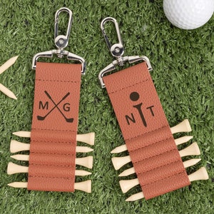 Étiquette de sac de golf personnalisée, porte-tee de golf en cuir gravé, cadeau de golf pour homme, cadeaux de garçons d'honneur, cadeau pour lui, accessoires de golf personnalisés