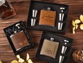 Personalized Leather Flask For Men, Groomsmen Gifts, Engraved  Hip Flask + cups Set, Best Man Flask Gifts, Groomsmen Proposal, Wedding Gifts