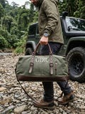Embroidered Leather Canvas Duffle Bag, Personalized Travel Weekender, Groomsmen Gift Bag, Bachelor Party Favors