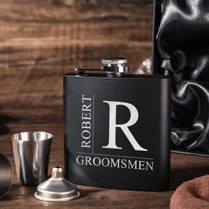 Personalized Leather Flask For Men, Groomsmen Gifts, Engraved  Hip Flask + cups Set, Best Man Flask Gifts, Groomsmen Proposal, Wedding Gifts