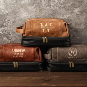 Groomsmen Gifts,Personalized Leather Toiletry Bag,Custom Laser Engraved Travel Toiletry Bag,Travel Dopp Kits For Men,Aniversary Gift For Him