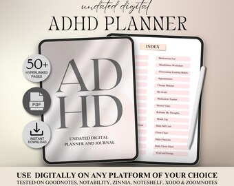 ADHD Digital Planner, Productivity, Organization, Routine System (Instant Download)