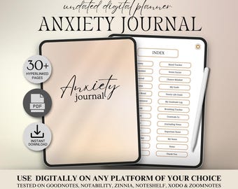 Digital Anxiety Journal – Self-Care Mood Tracker for iPad | GoodNotes PDF Download