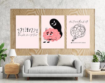 Mindfulness Art Print Set: Anxiety Relief, Yoga Decor (Digital Download)