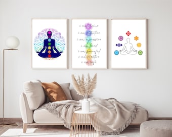 Chakra Guide Art Print – Meditation Room Wall Decor | Digital Download