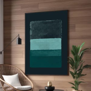 Abstract Expressionist Canvas Print, Mark Rothko Inspired Artwork, Gray and Green Color Field Painting, Minimalist Modern Wall Art