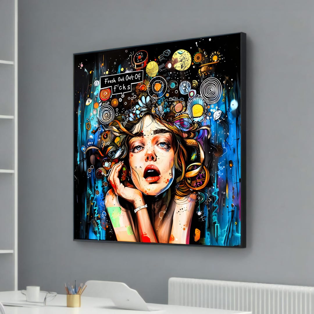 Surreal Pop Art Portrait - Fresh Out of F*cks - Bold Abstract Modern ...