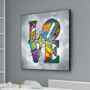 Graffiti LOVE Art Print - Vibrant Pop Art Street Style Canvas - Colorful Urban Wall Decor - Modern Graffiti Letter Art