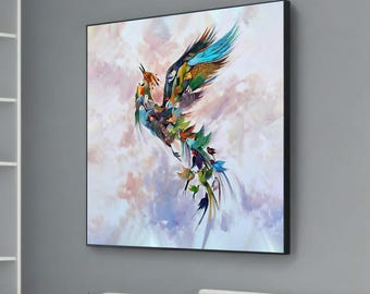 Colorful Bird Art - Surreal Bird Composed of Many Birds in Flight - Whimsical and Dreamlike Large Canvas Print for Unique Wall Decor