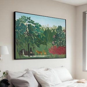 Henri Rousseau&#39;s The Waterfall Canvas Print - Serene Tropical Jungle Scene - Exotic Wall Art for Living Room or Office Decor