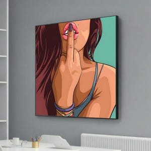Defiant Lips Pop Art Print - Moderne feministische Kunst - Minimalistischer Cartoon Stil - Provokative Wand Dekoration - Urbane Pop Kultur Kunst