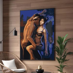 Arte en lienzo de pareja íntima en lencería: decoración de pared emocional y sensual: arte enmarcado o listo para colgar para el dormitorio o espacios privados