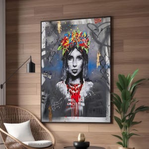 Cultural Woman Street Art Canvas | Graffiti and Pop Art Fusion | Bold and Contemporary Wall Art for Modern Homes