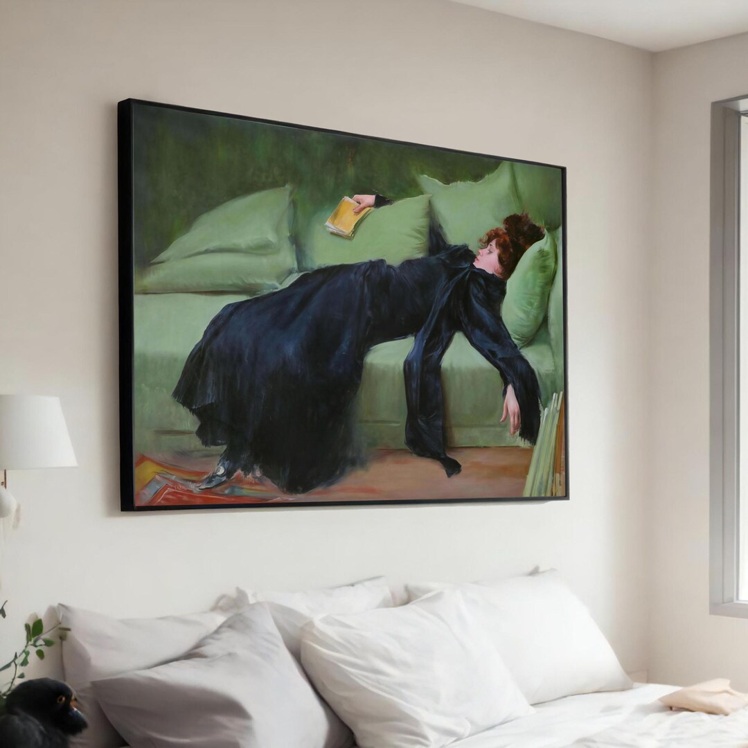 Ramon Casas' Decadent Young Woman Canvas Print - Elegant Lounge ...