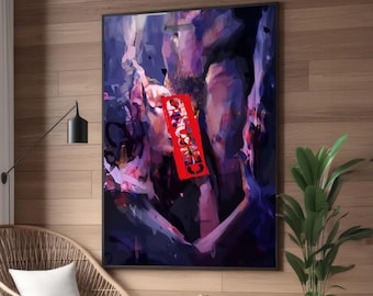 Abstract Couple Intimate Moment Canvas Art - Bold and Emotional Wall Decor - Framed or Ready to Hang Modern Art for Bedrooms or Living Rooms