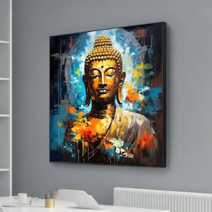 Golden Buddha Abstract Canvas Print - Spiritual Zen Art - Vibrant Modern Wall Decor