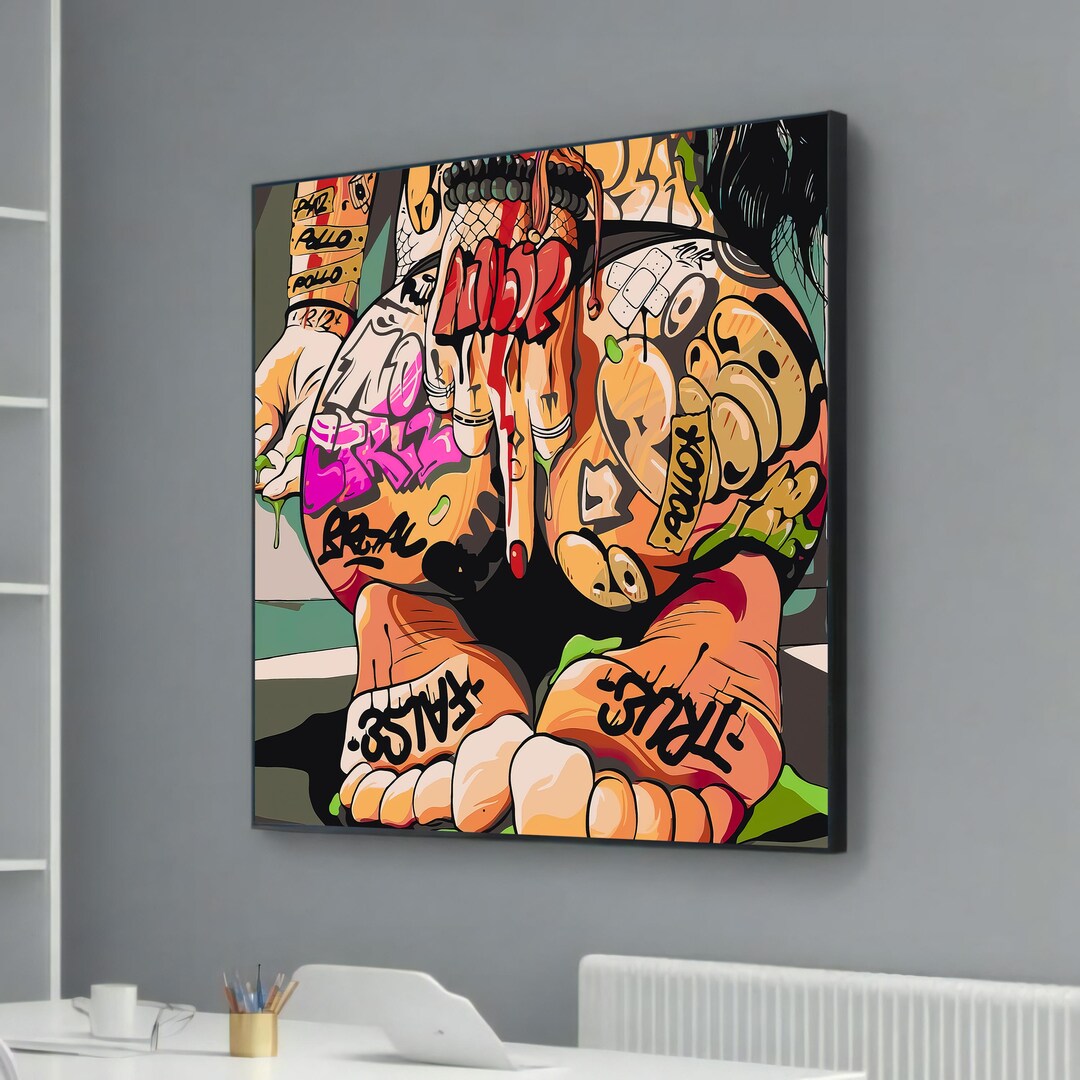 Bold Graffiti Tattoo Art Canvas - Urban Pop Art Street Style ...