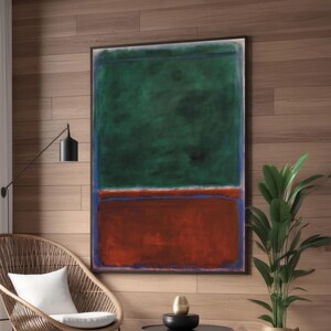 Mark Rothko Inspired Abstract Canvas Art Green, Red, and Blue Color Field Painting Minimalist Contemporary Wall Decor for Home or Office