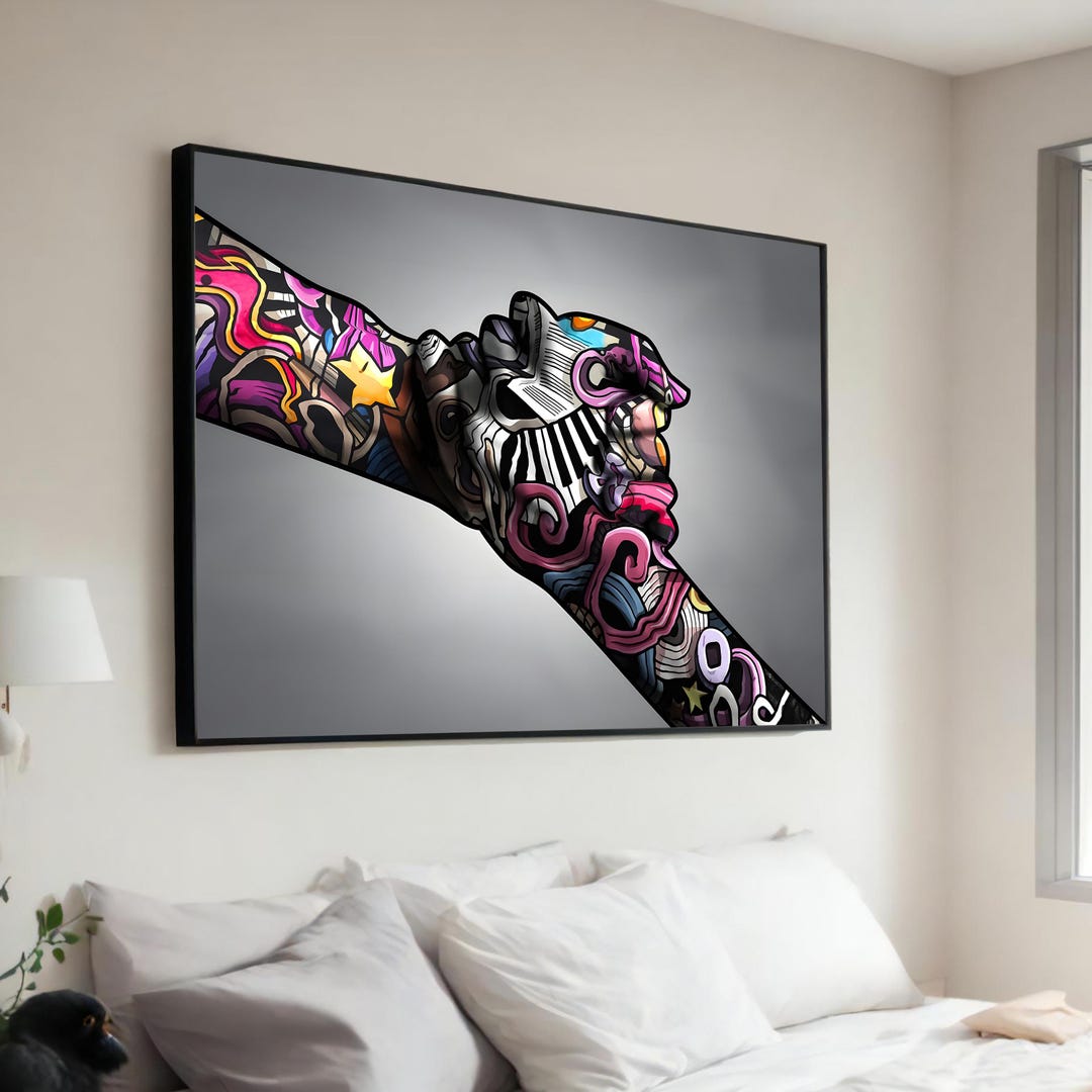 Abstract Hand Art Patterns Colorful Abstract Clasped Hands Canvas Print - Music-inspired Wall Art ...