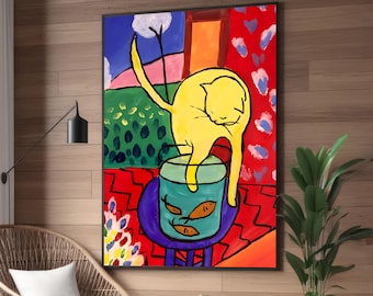 Henri Matisse The Cat with Red Fish - Vibrant Fauvist Canvas Print - Playful and Bold Wall Art for Contemporary and Colorful Home Decor