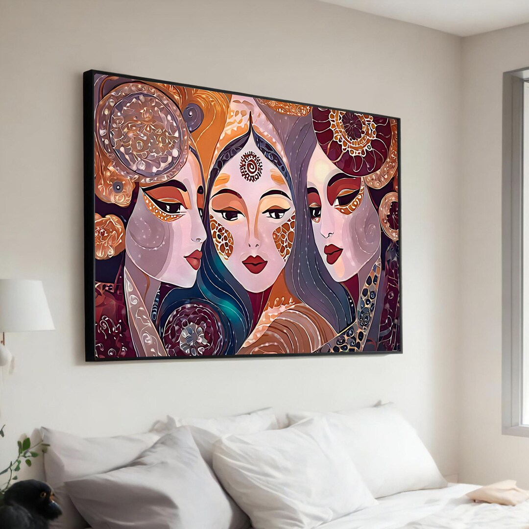 Abstract Women Portraits Wall Art | Colorful Modern Figurative Canvas ...