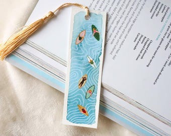Watercolour Bookmark - surfers