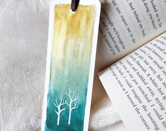 Watercolour Bookmark - Gold + Blue gradient