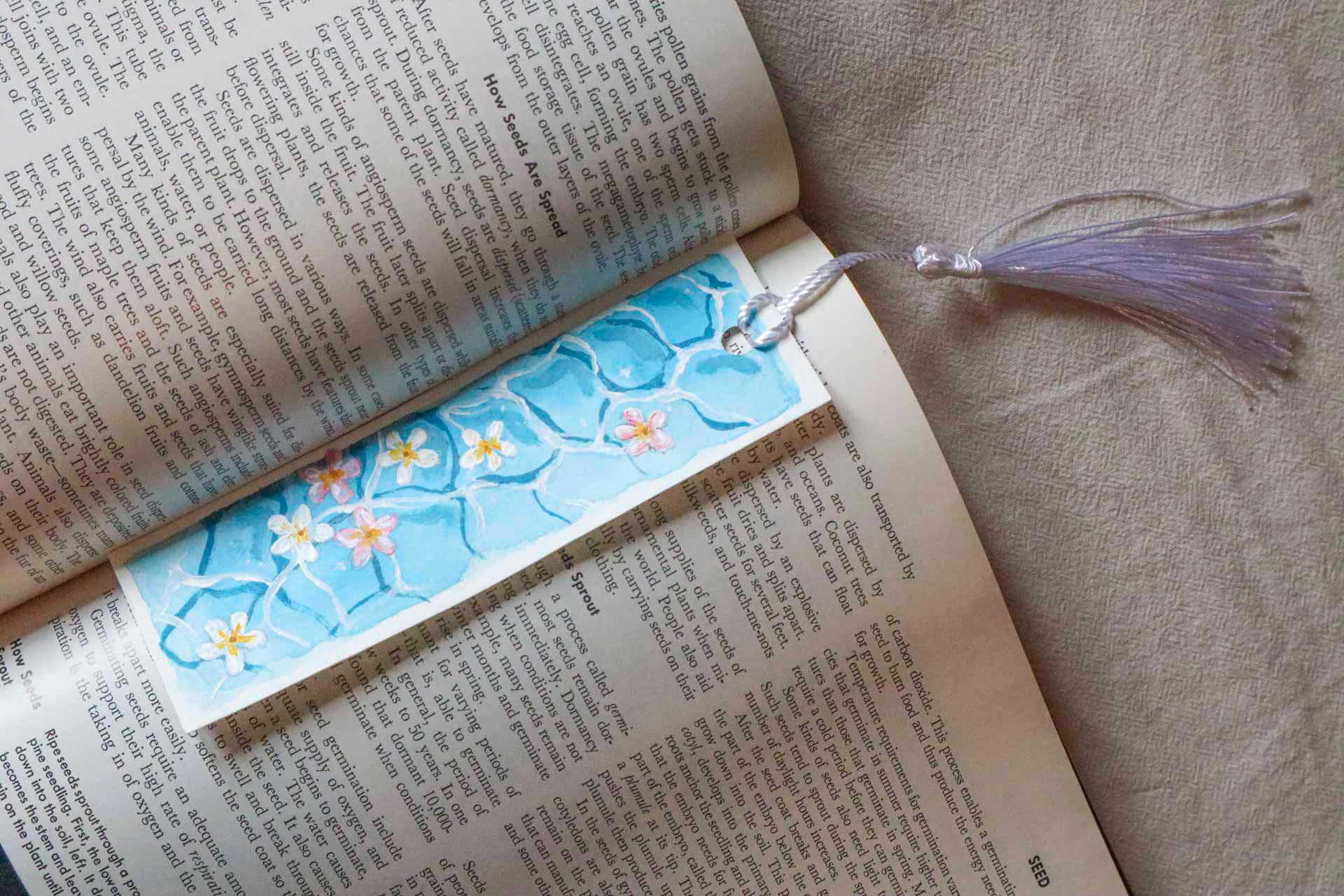 Watercolour Bookmark - Flowers in water