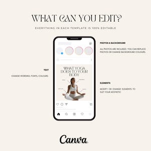 May include: A mobile phone screen displaying a social media post about the benefits of yoga. The post features a woman in a white yoga outfit sitting in a lotus position with the text "What yoga does to your body" above her. The post also includes a graphic with the benefits of yoga listed around the woman.