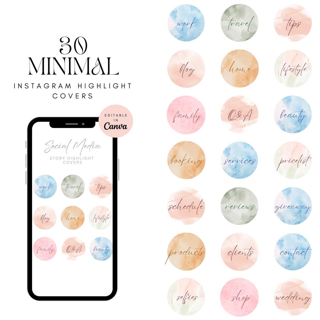 Minimal Instagram Highlight Covers, Story Instagram Template, Instagram ...