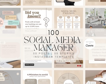 Social Media Manager Templates Instagram Template Digital Marketing Templates Digital Products Instagram Post Aesthetic Template Canva DFY