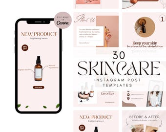 スキンケアInstagramテンプレート エステティシャンInstagramテンプレート 皮膚科医テンプレート スキンケアソーシャルメディア、スキンケアCanvaテンプレート 美容