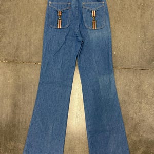 1970s Deadstock Wrangler Wrapid Transit Flare Jeans Buckle Pocket Retro Style 29” W