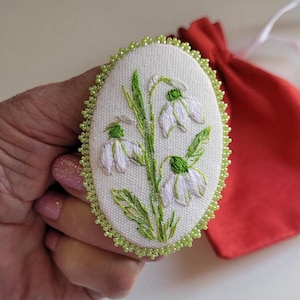 Snowdrop Brooch BirthFlower Jewelry January birthday gifts Embroidered Brooch Handmade Brooch Birthflower Gift for Grandma