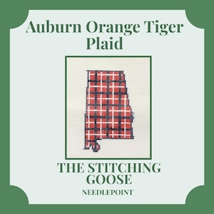Auburn Orange Tiger Plaid Needlepoint Canvas