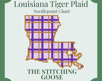Louisiana Tiger Plaid Needlepoint Ornament Chart