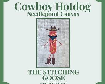 Cowboy Hotdog Needlepoint Canvas