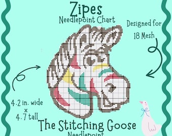 Yipes Zebra Gum Needlepoint Chart