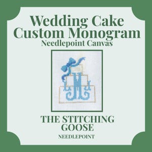 Wedding Cake Customized Couple Monogram Needlepoint Canvas