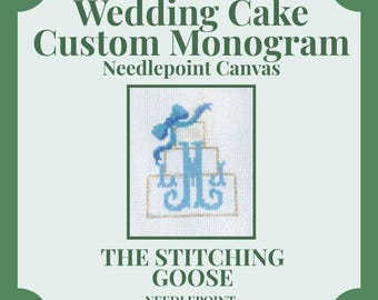 Wedding Cake Customized Couple Monogram Needlepoint Canvas