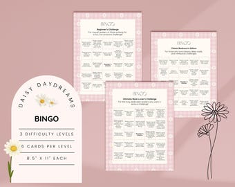 Tarjetas de bingo de lectura para imprimir / Juego de desafío de lectura divertido / Bingo literario para clubes de lectura, aulas y uso personal / Descarga instantánea